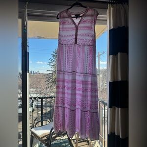 Pink Patterned Sleeveless Dress